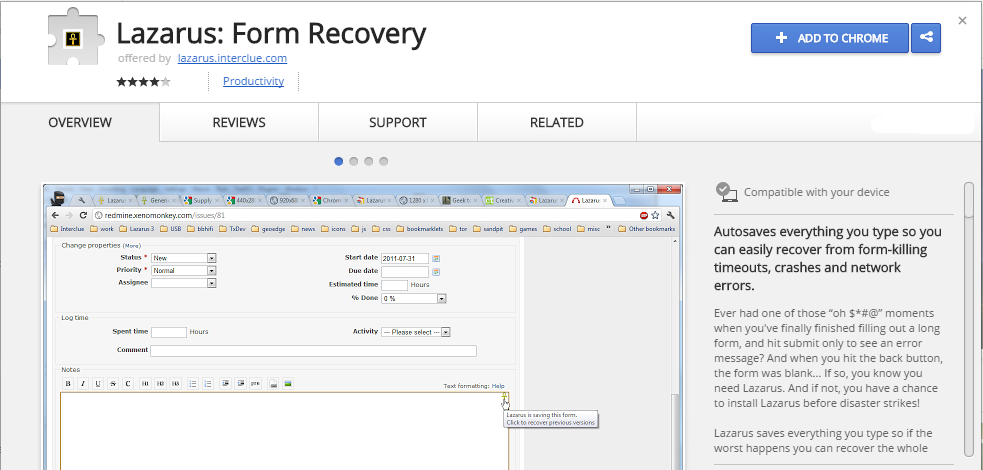 Lazarus Form Recovery Chrome Web Store chrome google
