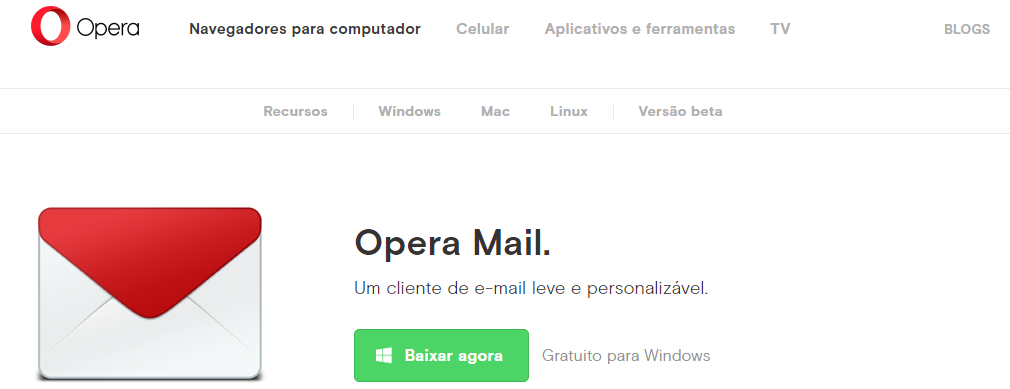 faca o download do opera mail opera gerenciamento de emails