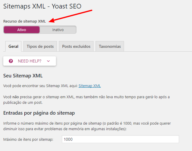 Sitemaps XML Yoast SEO ‹ Gerando Blogs WordPress
